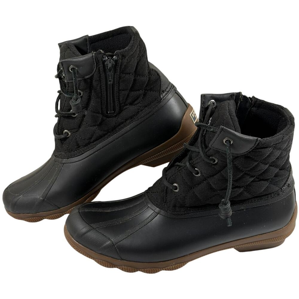 Sperry Saltwater Quilted Duck Boots,STS61458, Women’s 9, Black, WP, Winter, Cozy
